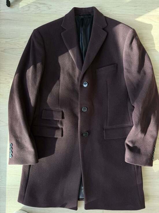DKNY Other - DKNY Men's Burgundy Wool Cashmere Blend 3-Button Overcoat Size 40R